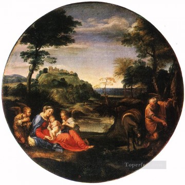 barroco Painting - Descanso en la Huida a Egipto Barroco Annibale Carracci